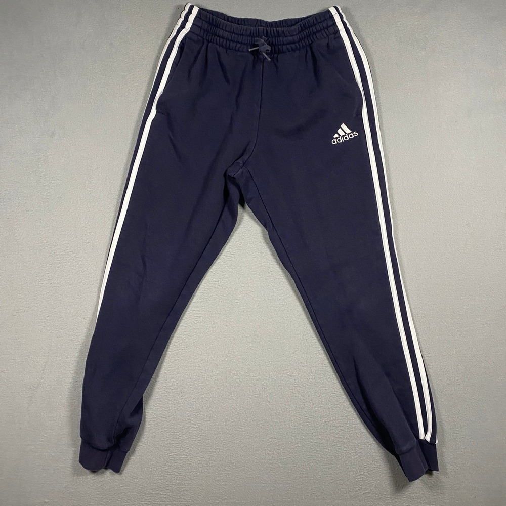 Adidas Joggers Mens Small Navy Blue 3-Stripe Fleece Tapered Sweatpants GK8823